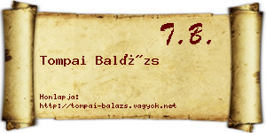 Tompai Balázs névjegykártya
